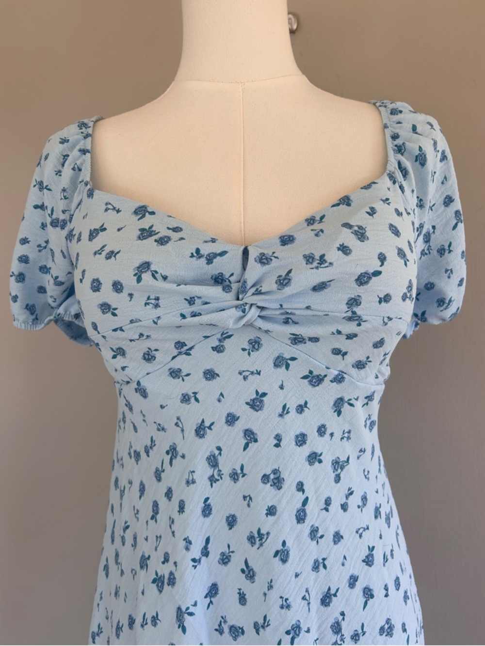NO BOUNDARIES Y2K Babydoll Mini Dress Cottage Coquette Romantic Floral Blue Sz S - Picture 4 of 14